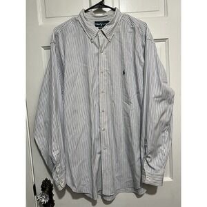 17.5 34/35 Mens Button Down Ralph Lauren Stripe Shirt